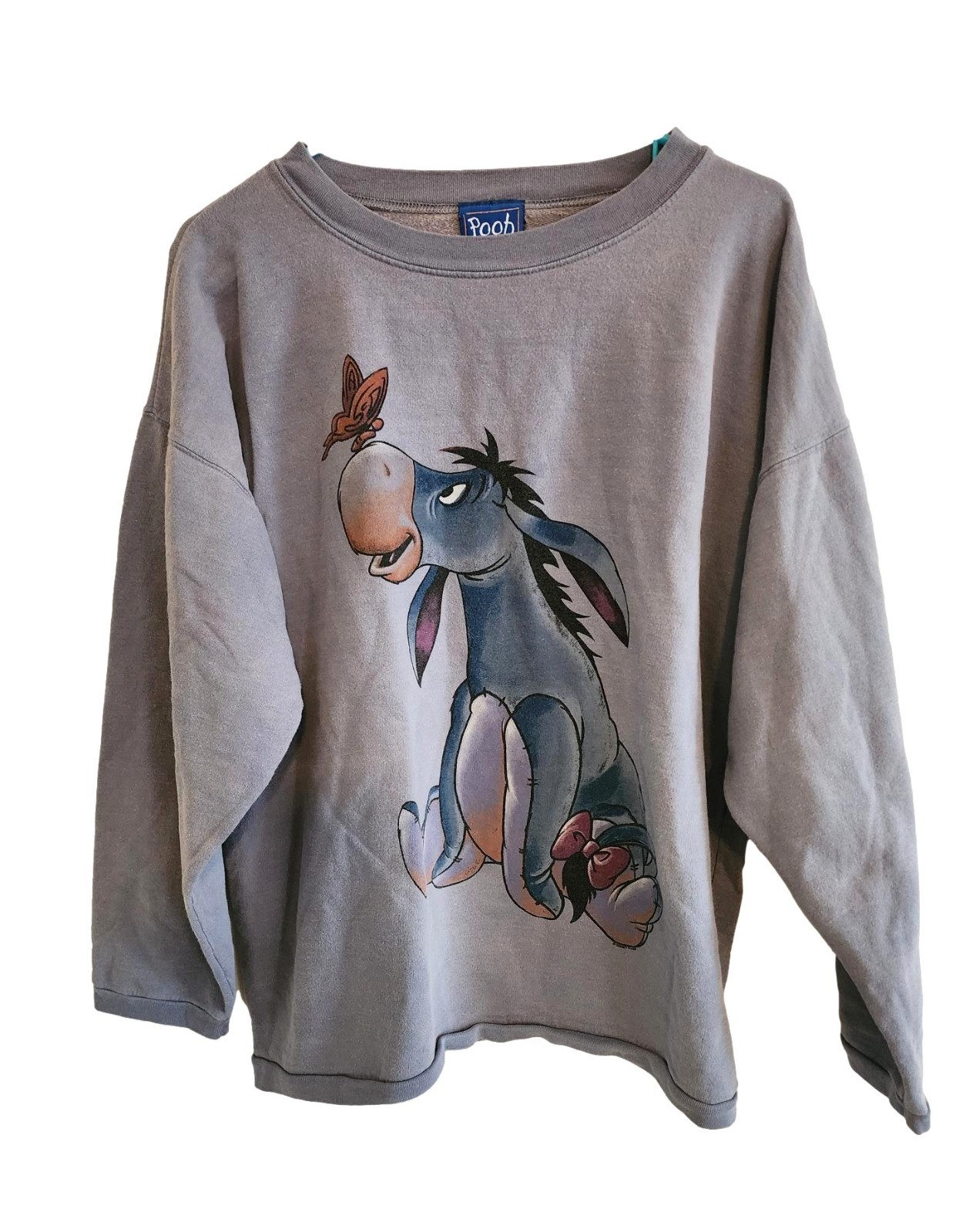 Vintage Disney Sweatshirt Featuring Eeyore - Blue/Gray - Size L/XL. c. 1990's Vintage Disney Sweatshirt Featuring Eeyore - Blue/Gray - Size L/XL. c. 1990's