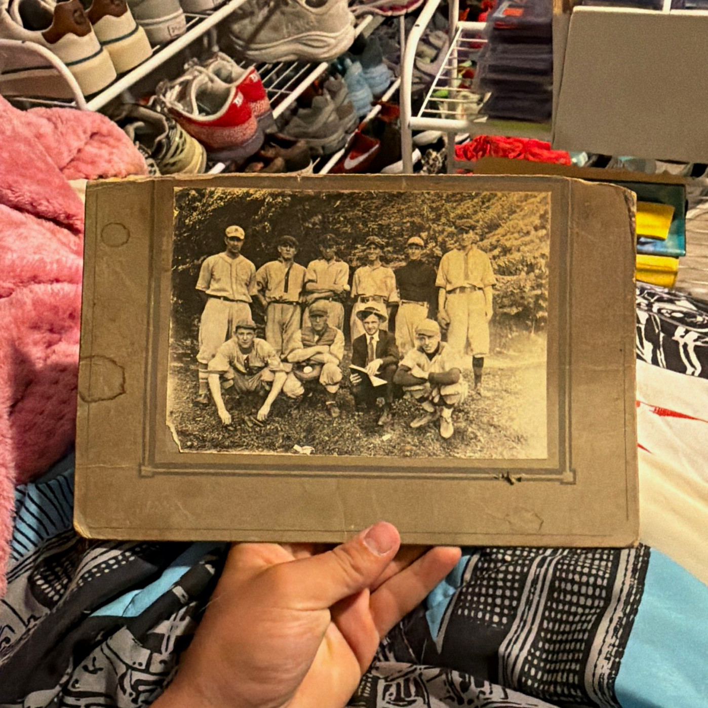 Vintage Mounted Black & White Baseball Team Photo on Cardboard Backing, Unframed Vintage Mounted Black & White Baseball Team Photo on Cardboard Backing, Unframed