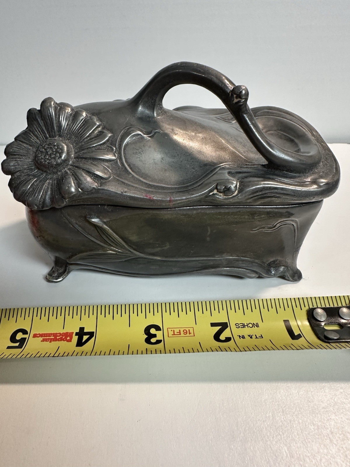 Antique Art Nouveau Jennings Brothers Signed Jewelry Casket / Trinket Box #580 Antique Art Nouveau Jennings Brothers Signed Jewelry Casket / Trinket Box #580