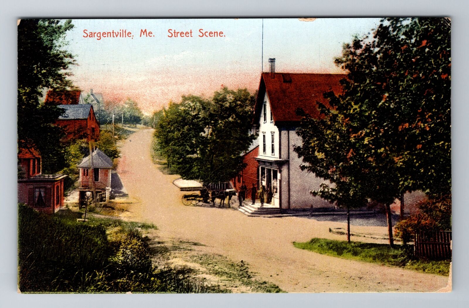 Sargentville, ME-Maine, Small Town Main Street c1910, Vintage Postcard