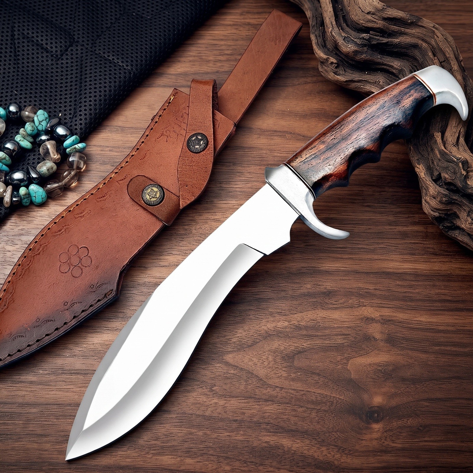 Hand Forged Custom Hunting Knife 13" Bowie Knife Rosewood Handle W/Sheath Hand Forged Custom Hunting Knife 13" Bowie Knife Rosewood Handle W/Sheath