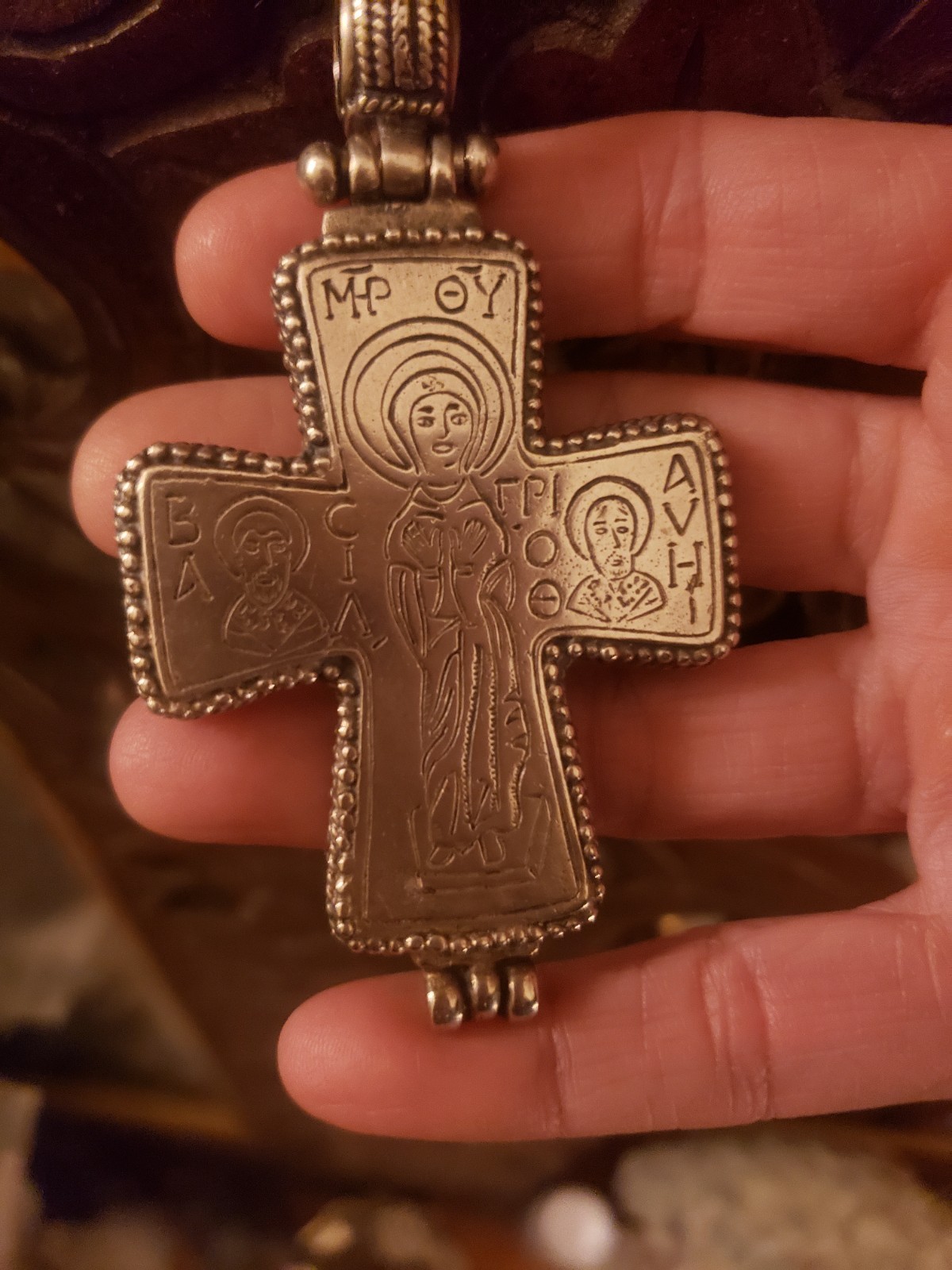 HUGE GREEK STERLING CROSS Pendant FABULOUS DETAILED MOTHER OF GOD CROSS SAINTS HUGE GREEK STERLING CROSS Pendant FABULOUS DETAILED MOTHER OF GOD CROSS SAINTS
