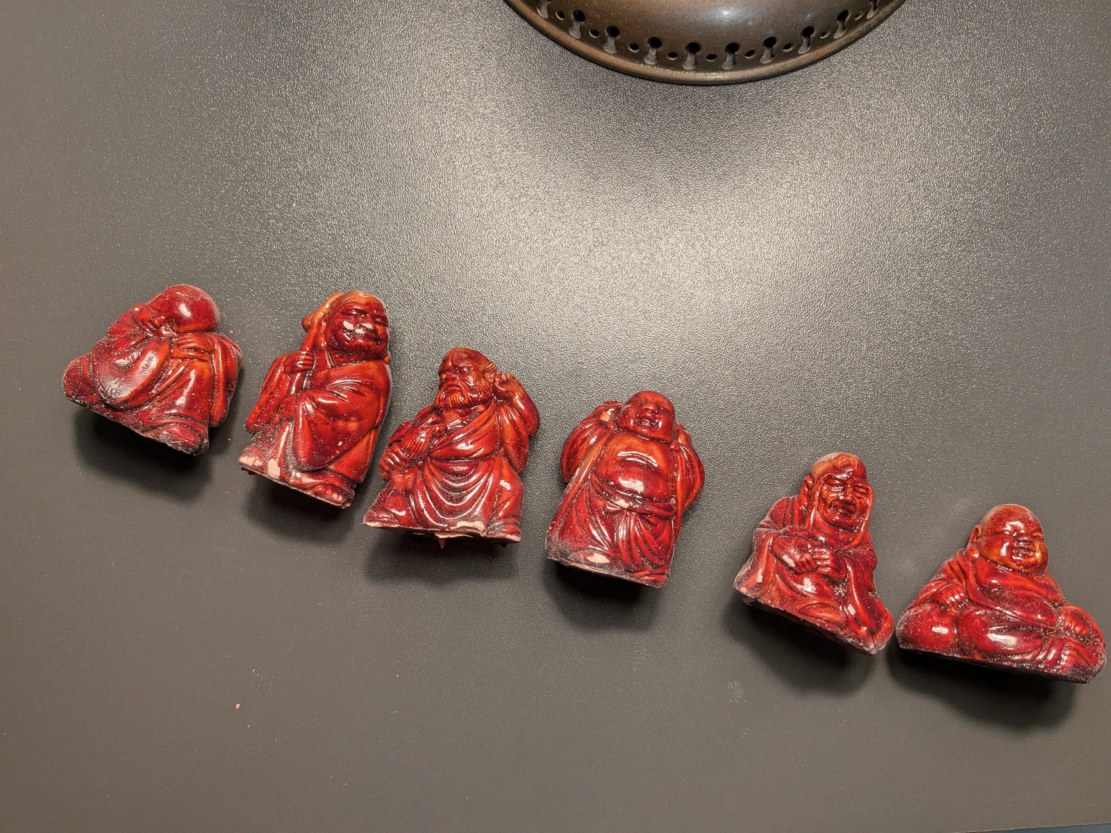 Set of 6 Chinese Red Clay Buddha Figurines – Vintage 1980s