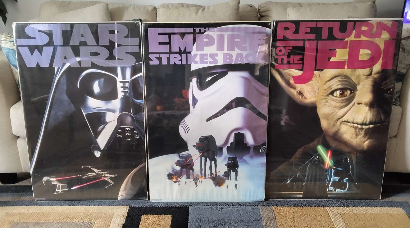 STAR WARS Official Posters ANH, ESB & ROTJ 1995 Cardboard Backing 24 X 36