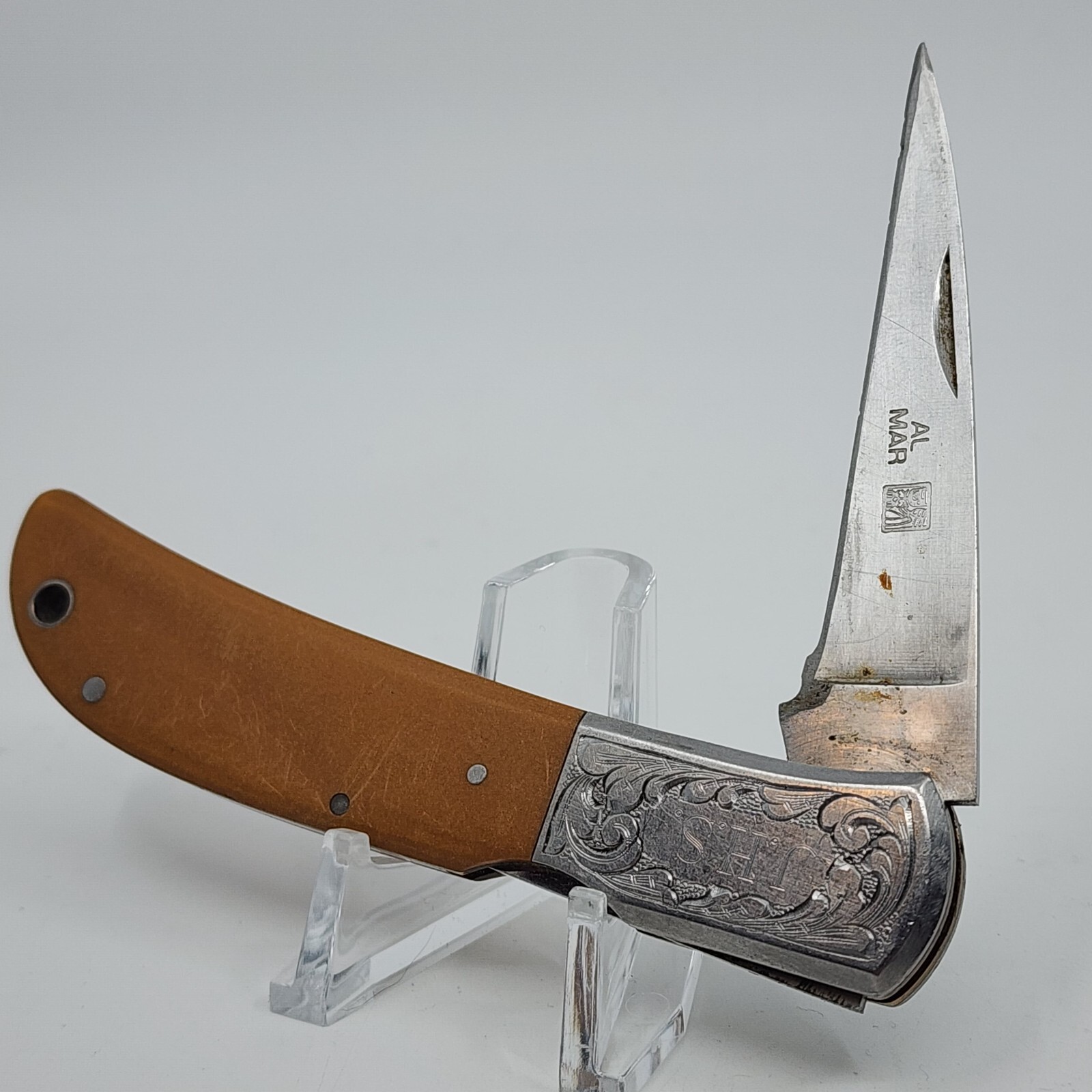 RARE Al Mar Micarta Handle Folding Knife SEKI JAPAN