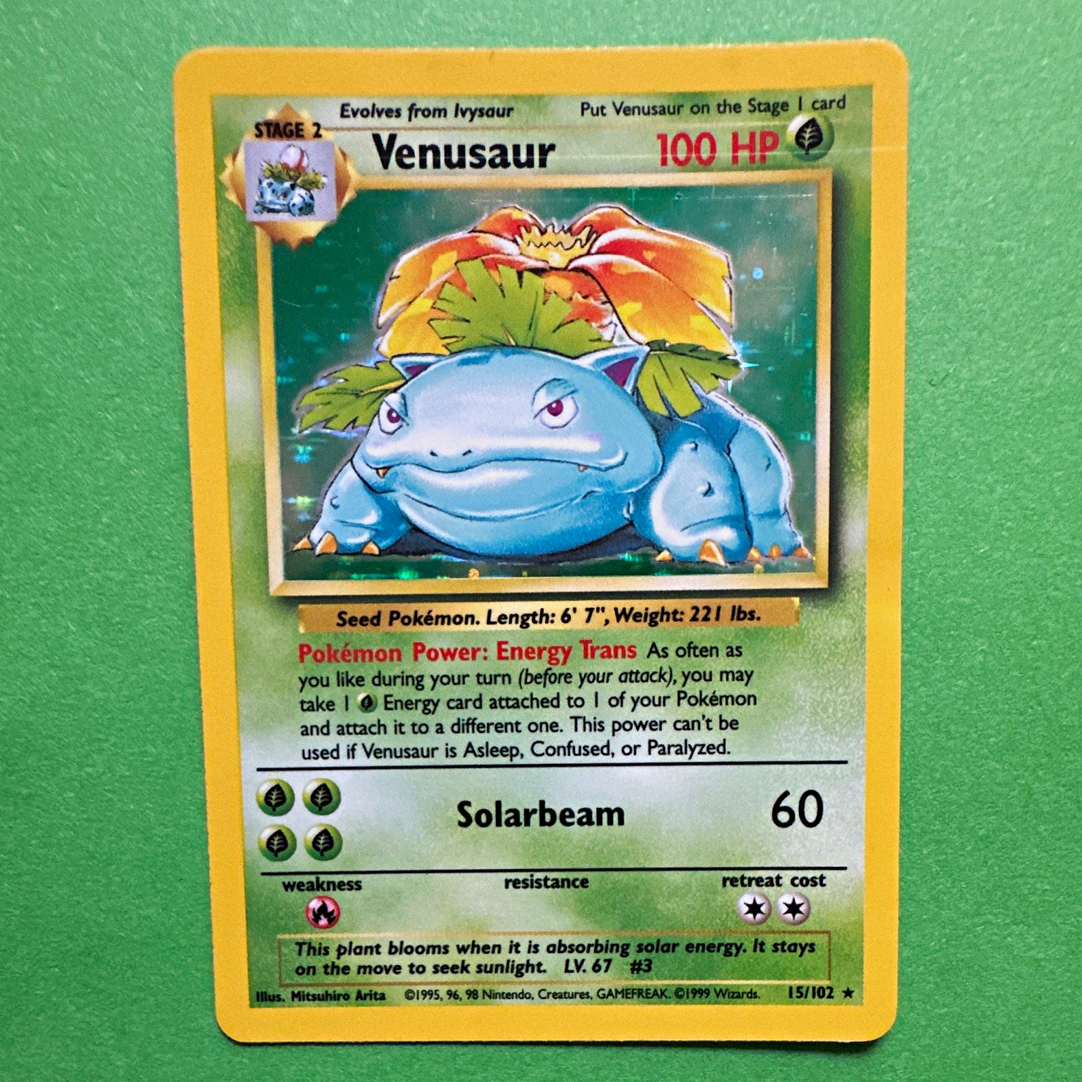 Pokémon Wizards 1999 Base Set Venusaur Holo Trading Card 15/102 Pokémon Wizards 1999 Base Set Venusaur Holo Trading Card 15/102