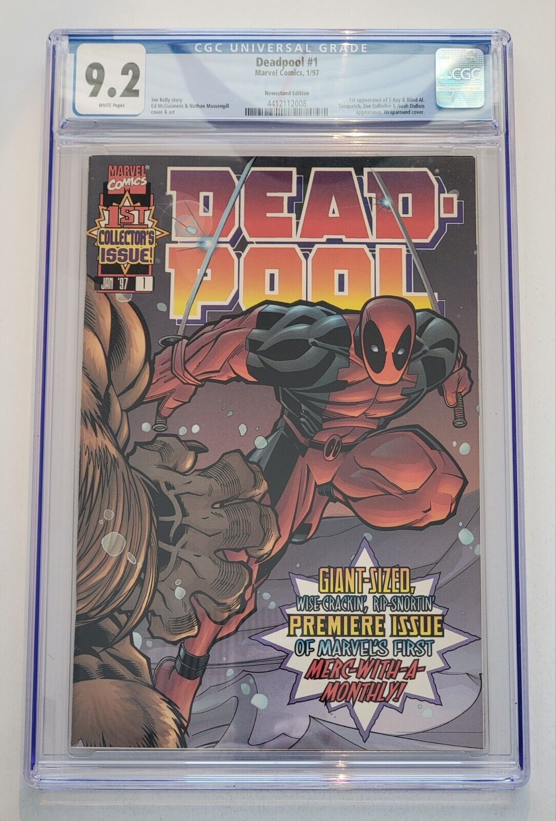 Deadpool #1 CGC 9.2 Newsstand 1st App Blind AL 1st Deadpool Ongoing Series 1997