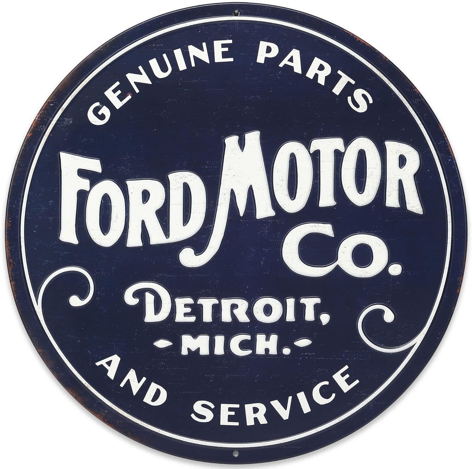 Ford Motor Co. round Embossed Metal Sign - Classic Ford Wall Art for Garage, Man Ford Motor Co. round Embossed Metal Sign - Classic Ford Wall Art for Garage, Man