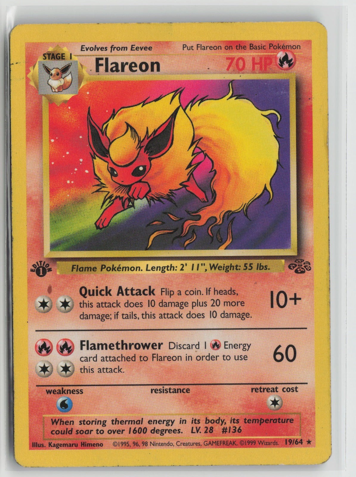 Flareon (19) Rare 1st Edition JU 19/64 HP