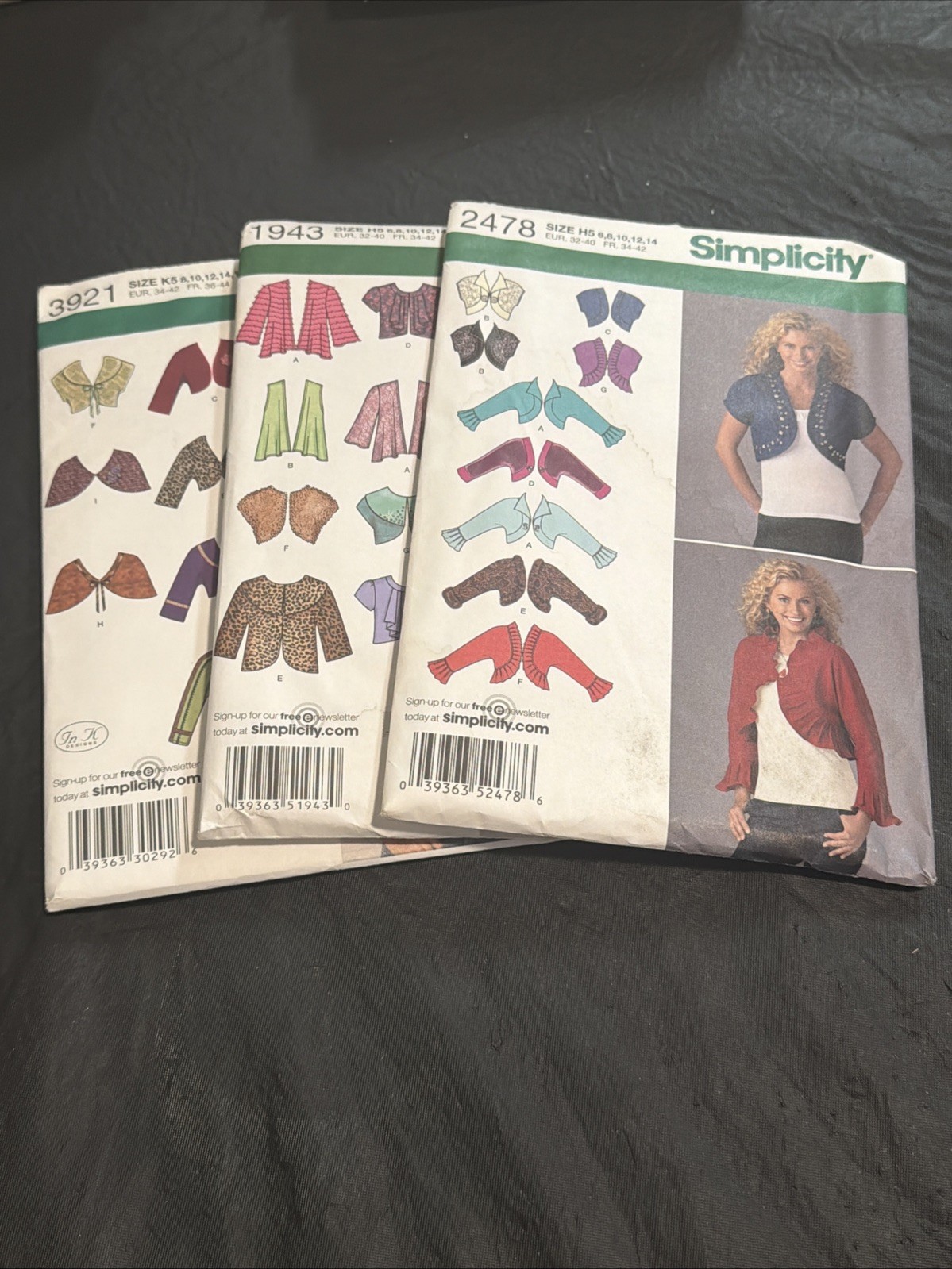Lot (3) Simplicity Patterns 1943/2478/3921, Sz: 6-16 Misses Boleros & Capelets Lot (3) Simplicity Patterns 1943/2478/3921, Sz: 6-16 Misses Boleros & Capelets