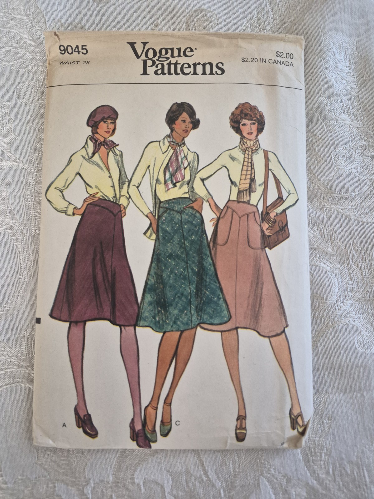 Vintage 70s Vogue 9045 Flare Bias Skirt Pattern Waist 28 Uncut Factory Folded