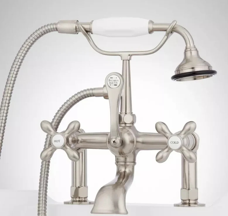 New Brushed Nickel Deck-Mount English Telephone Faucet Shower with Deck New Brushed Nickel Deck-Mount English Telephone Faucet Shower with Deck