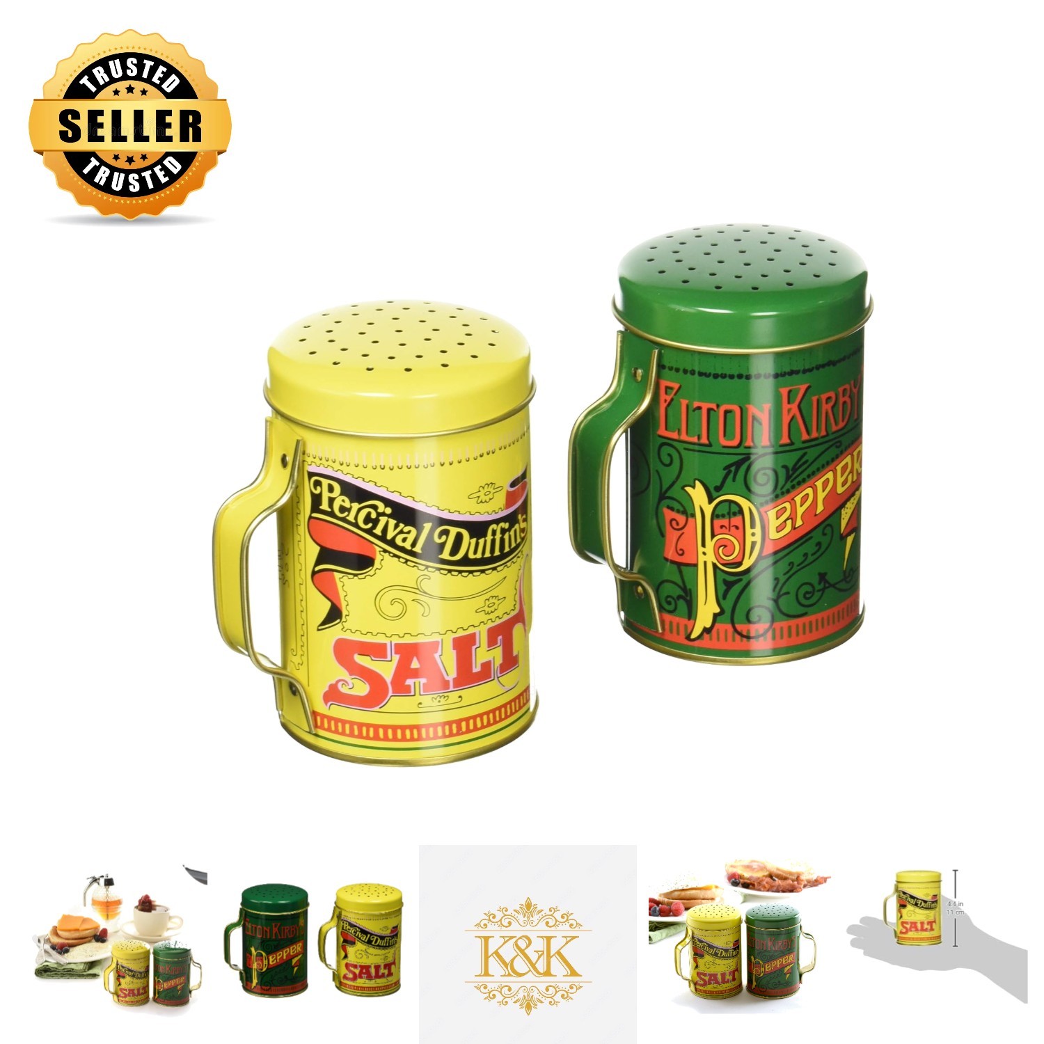 Colorful Retro Salt and Pepper Shakers - 10oz Capacity for Gourmet Cooking