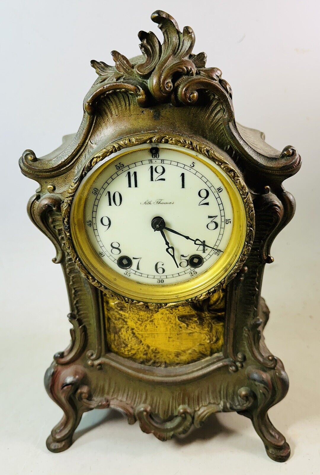Antique Seth Thomas Figural Elk Stag Spelter  Mantel Clock 13” Parts Repair