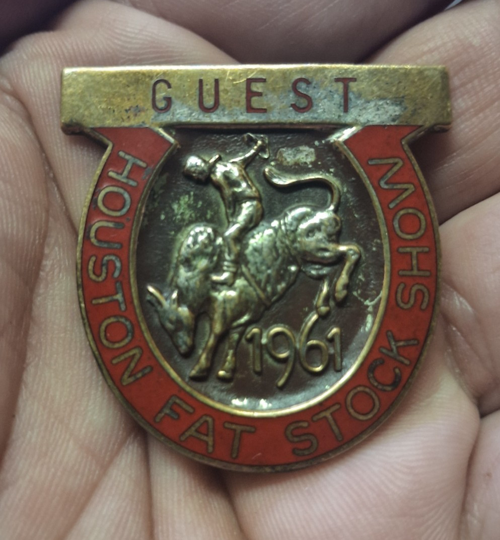 Houston Fat Stock Show and Rodeo 1961 Guest Badge Pin Vintage Original Houston Fat Stock Show and Rodeo 1961 Guest Badge Pin Vintage Original