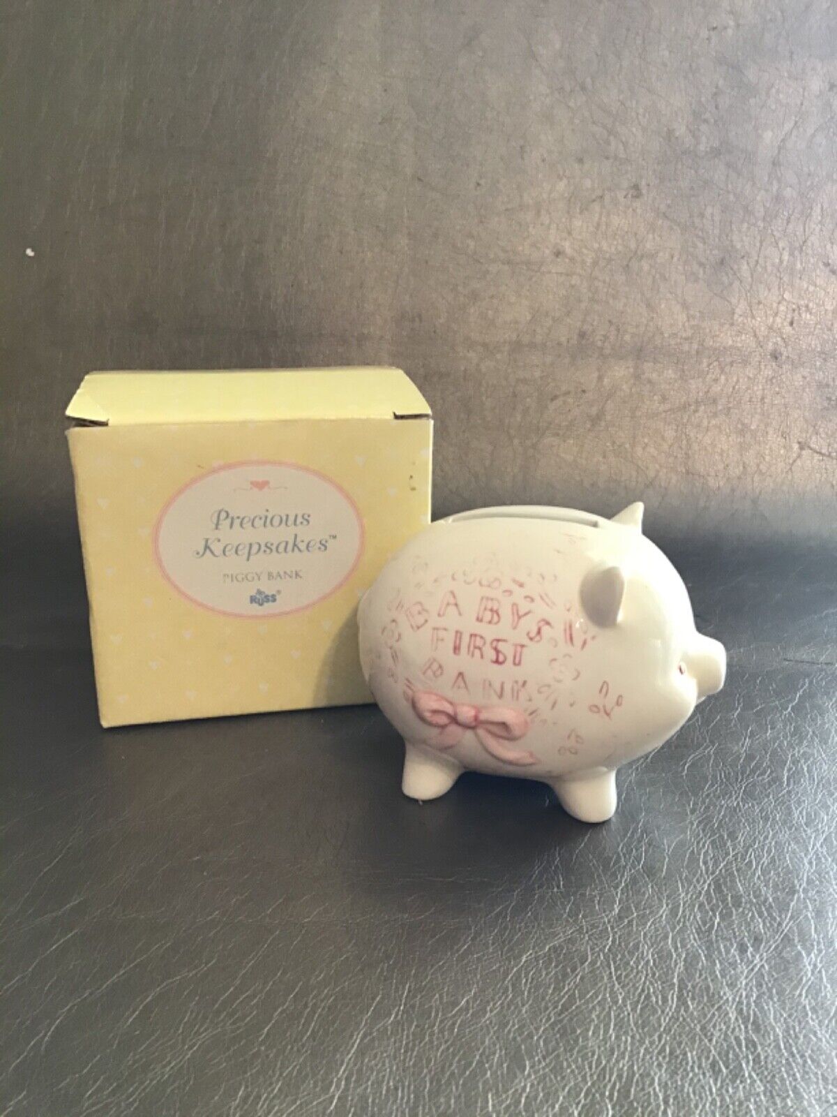 Precious Keepsakes Vintage Russ Berrie Girls Baby\'s First Piggy Bank 15169