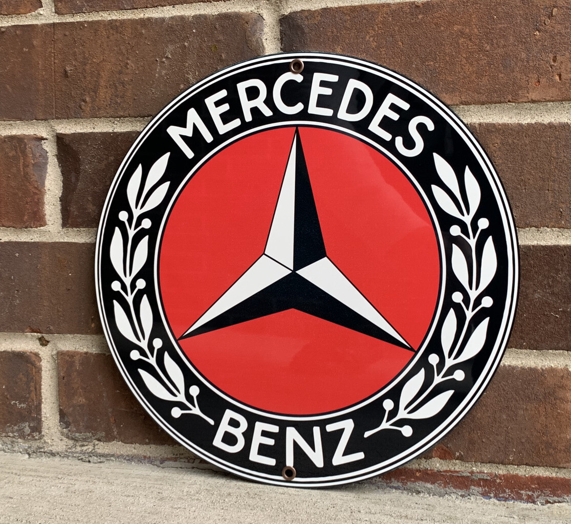 Large 14” Vintage Reproduction Mercedes High Quality Advertising Garage Sign Large 14” Vintage Reproduction Mercedes High Quality Advertising Garage Sign