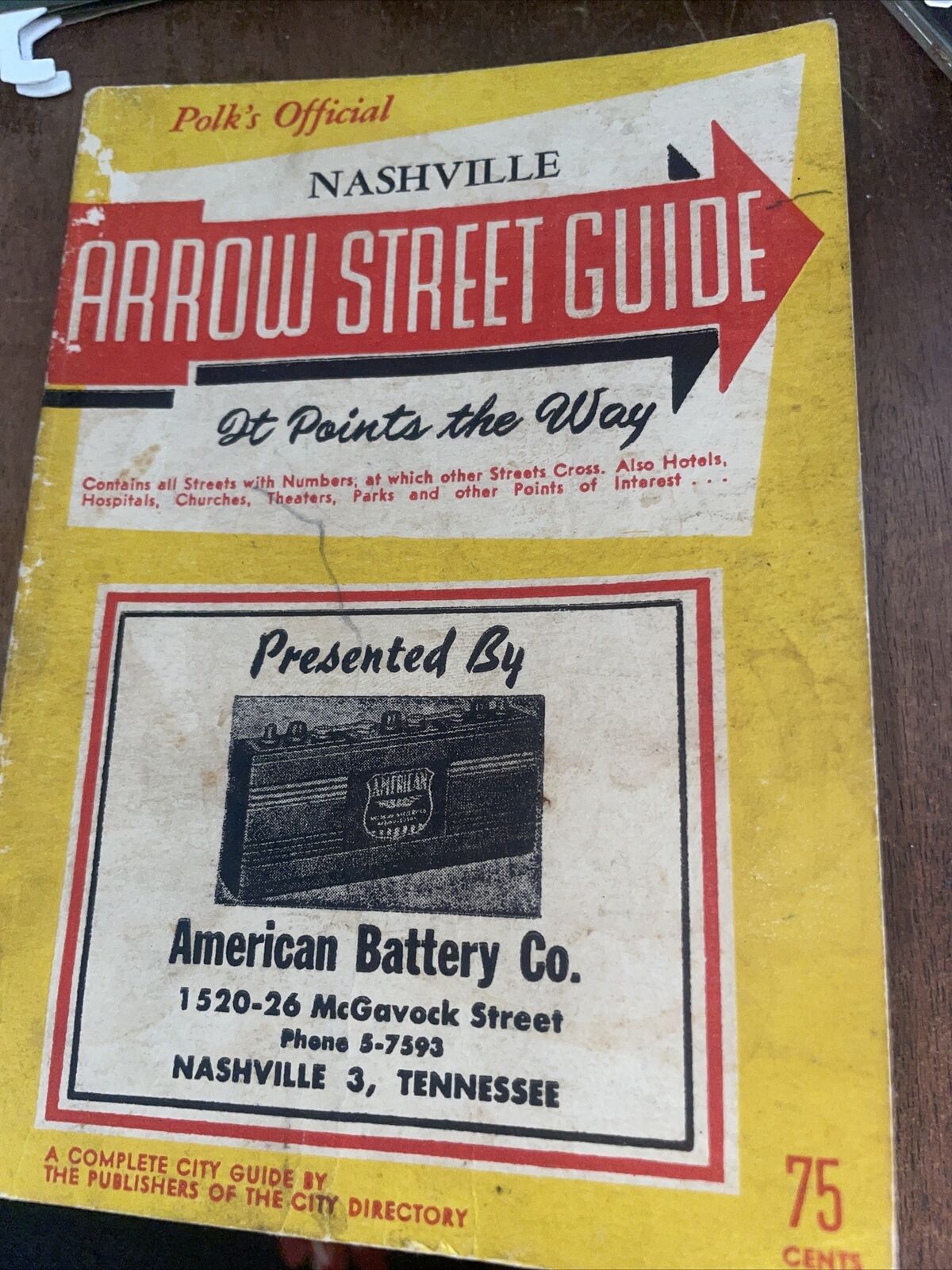 1954 Nashville TN Metropolitan Map Polk\'s Official Arrow Street Guide Vintage