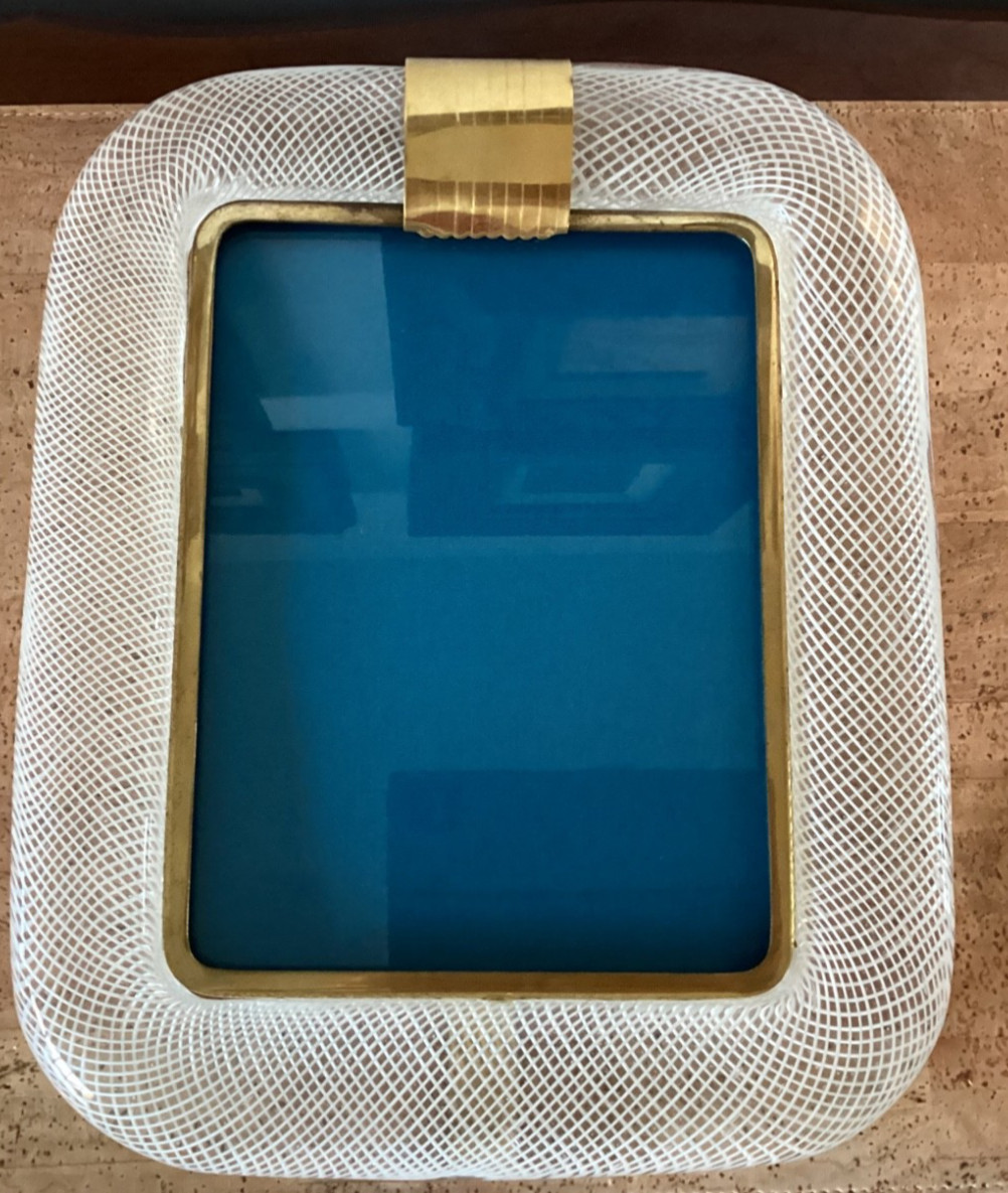 Vintage Italian Murano glass picture frame With filigree glass design 1950’s
