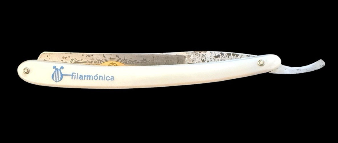 Filarmónica No 12 Doble Temple Jose Monserrat Pou Vintage Straight Razor Spain Filarmónica No 12 Doble Temple Jose Monserrat Pou Vintage Straight Razor Spain