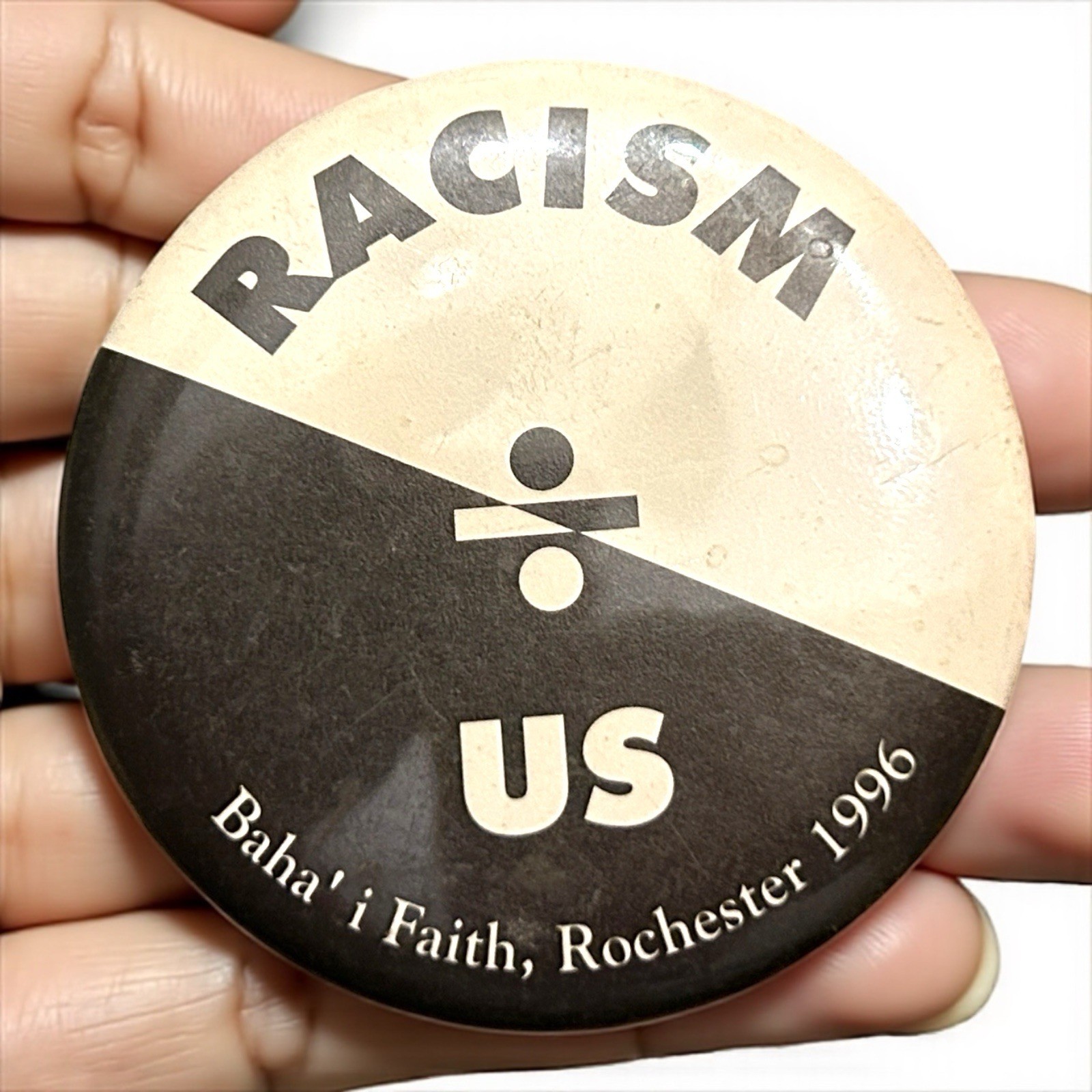 VTG 90s Racism Divides Us Pin Button Small Black White Anti-War Human Rights VTG 90s Racism Divides Us Pin Button Small Black White Anti-War Human Rights