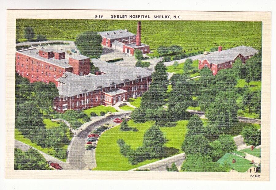 Postcard: Shelby Hospital, Shelby, N.C. - Bird's Eye View