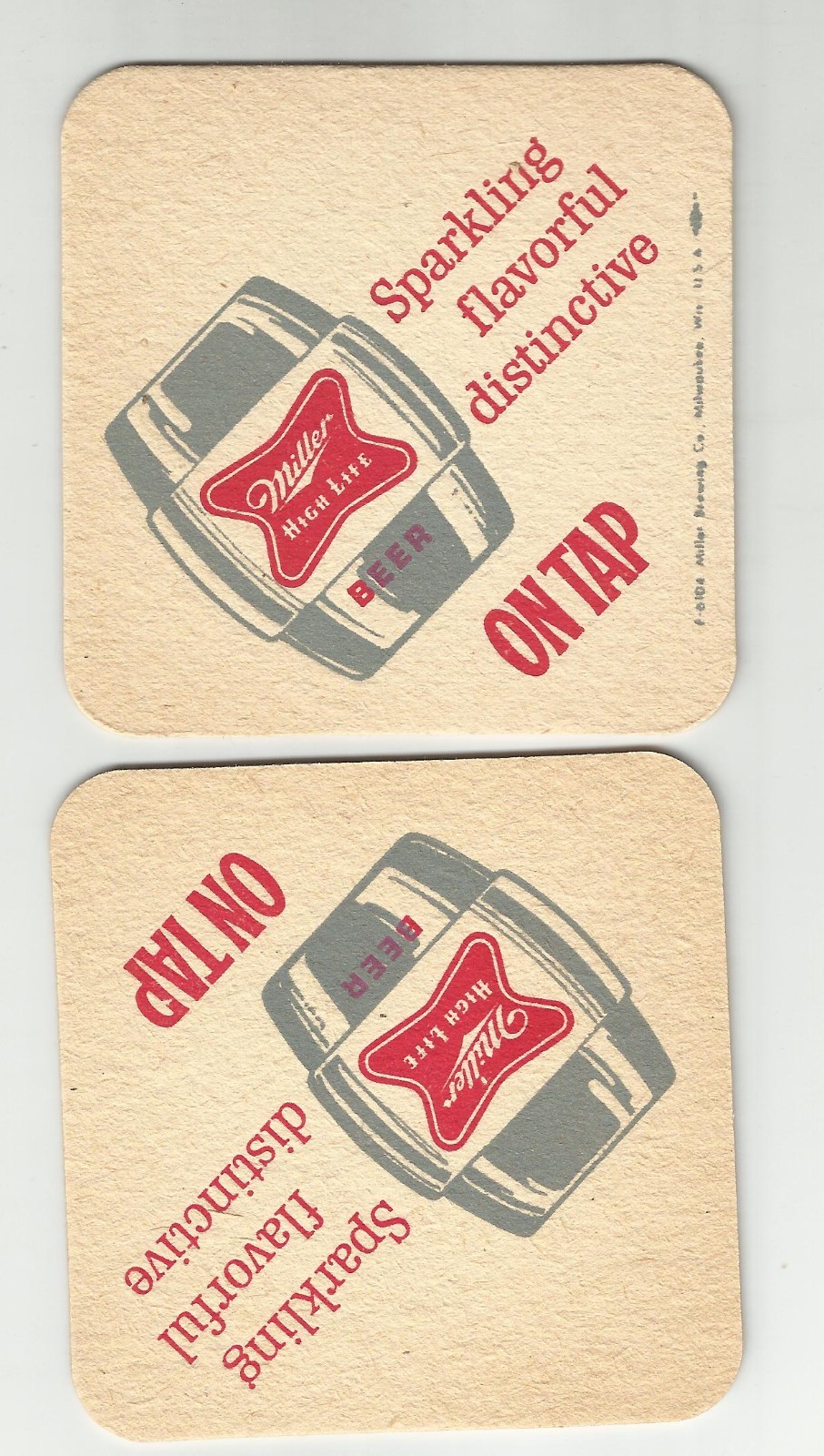 Pair of 1950's era Miller High Lfe Beer By Miller of Milwaukee " Sparkling" Pair of 1950's era Miller High Lfe Beer By Miller of Milwaukee " Sparkling"
