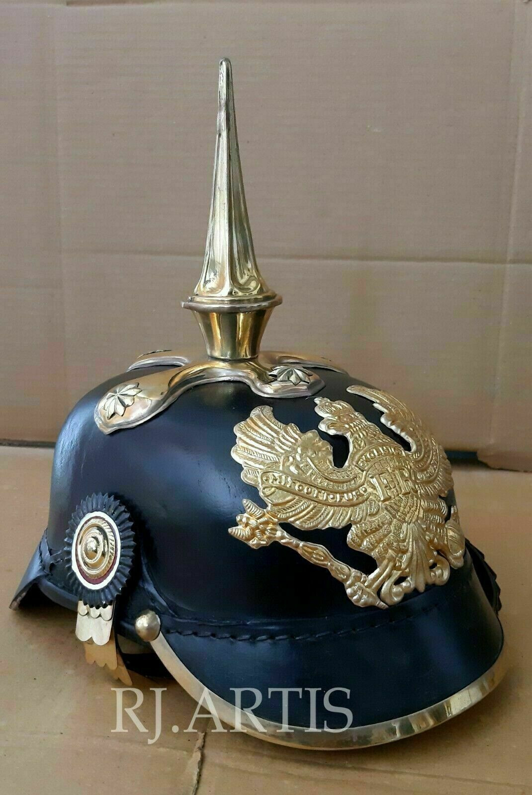 Vintage Imperial German Officer’s Pickelhaube Helmet Militaria Leather Prussian Vintage Imperial German Officer’s Pickelhaube Helmet Militaria Leather Prussian
