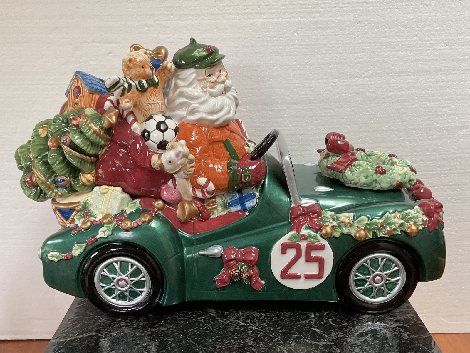 Vintage 2003 Sweetz & Treatz Santa Sports Car Ceramic Cookie Jar 13.5"
