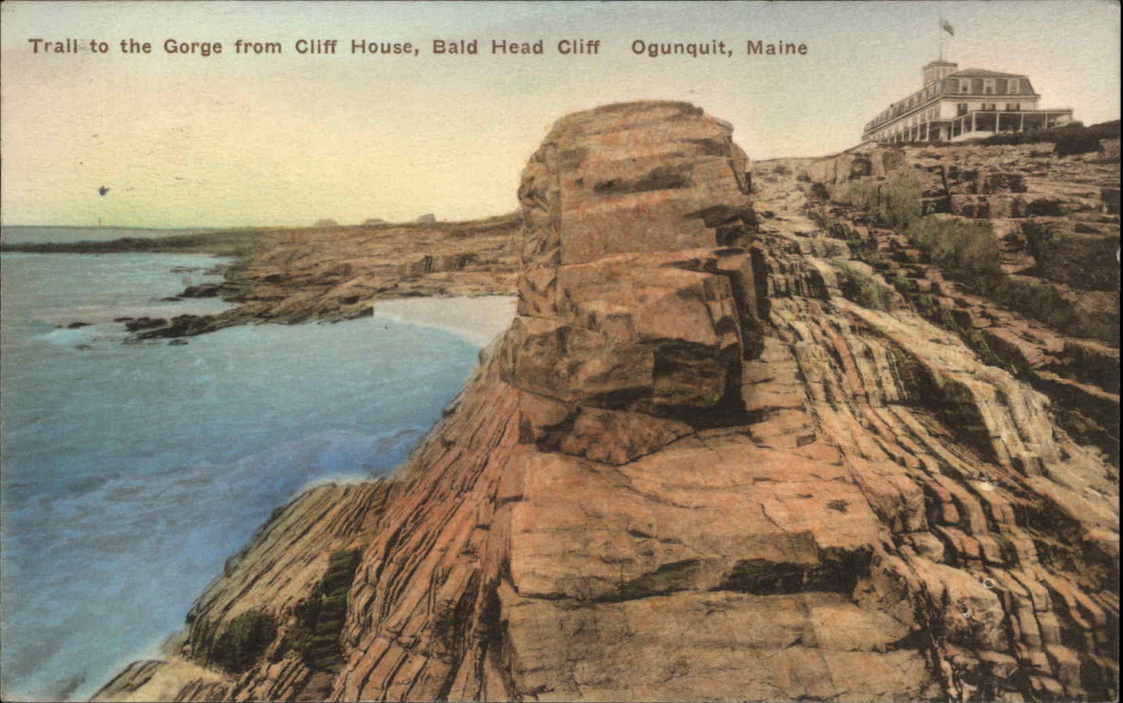 Ogunquit Maine ME Bald Head Cliff Albertype c1930s-40s Postcard Ogunquit Maine ME Bald Head Cliff Albertype c1930s-40s Postcard
