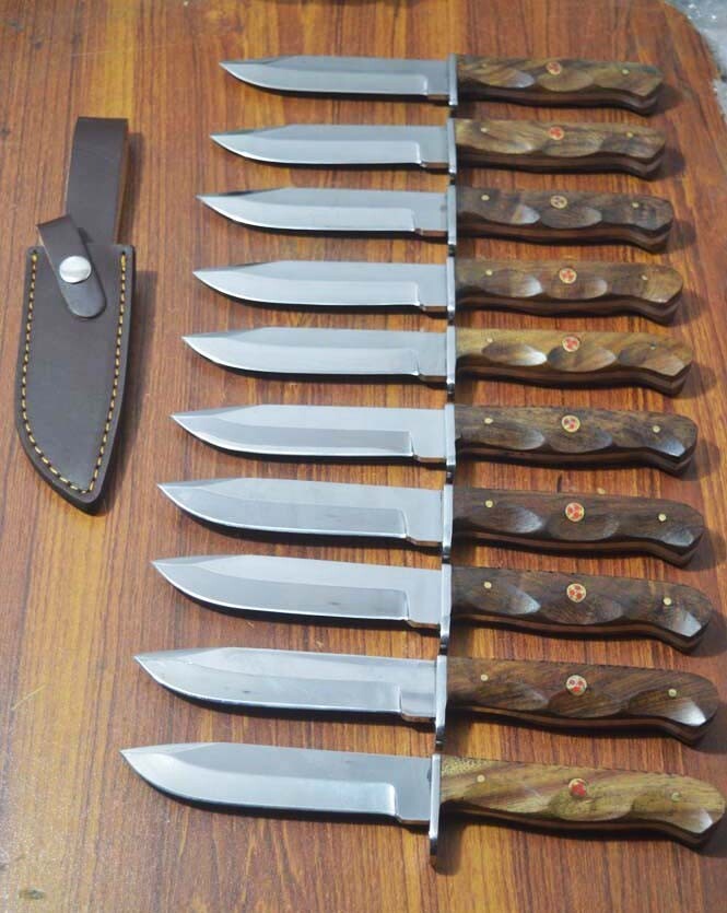 Lot x 5 Pcs Handmade D2 steel hunting skinner knife with wood handle & sheath Lot x 5 Pcs Handmade D2 steel hunting skinner knife with wood handle & sheath