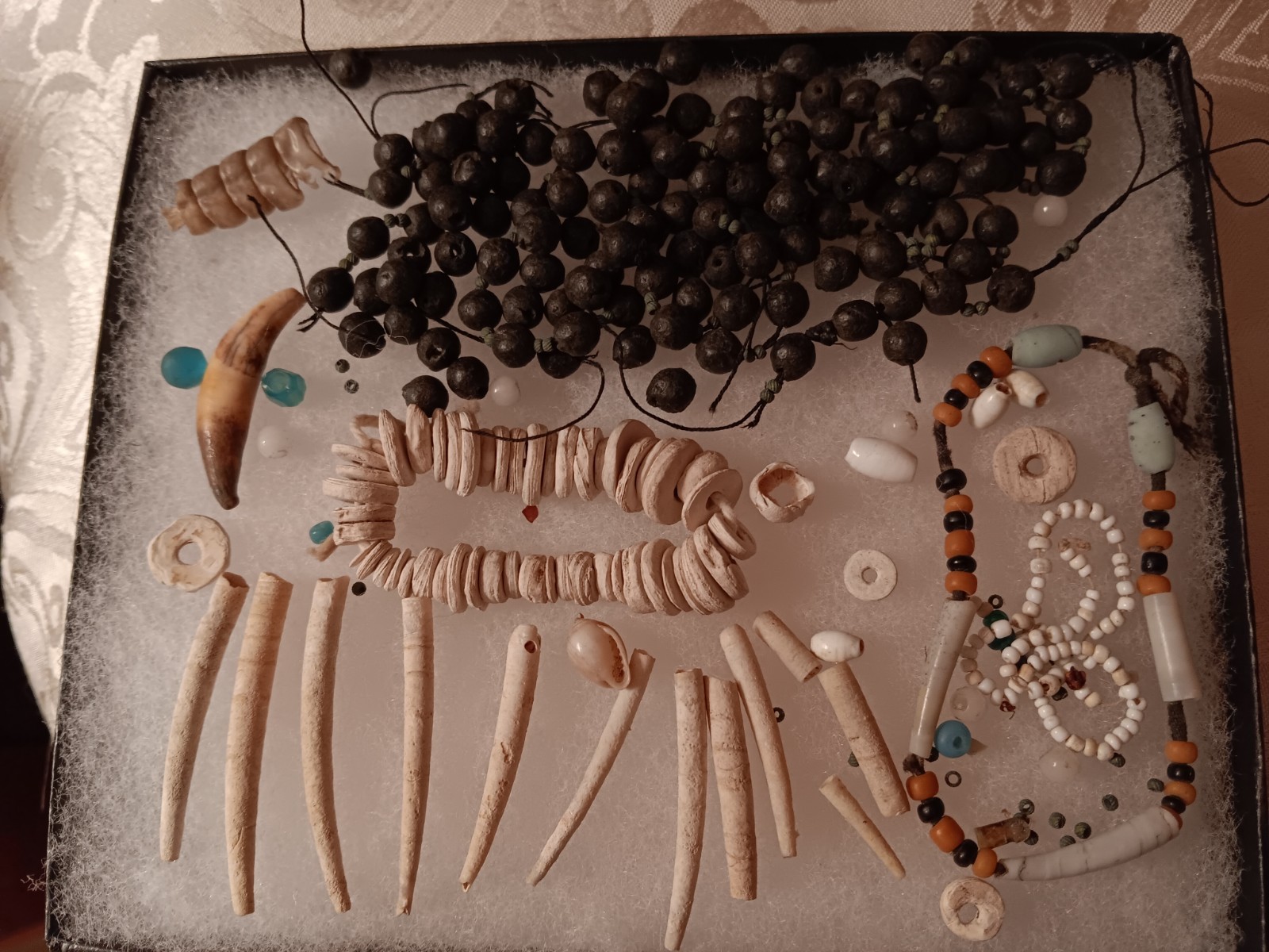 Amazing Display of Mixed Shell Beads and More Rare Antique group Amazing Display of Mixed Shell Beads and More Rare Antique group