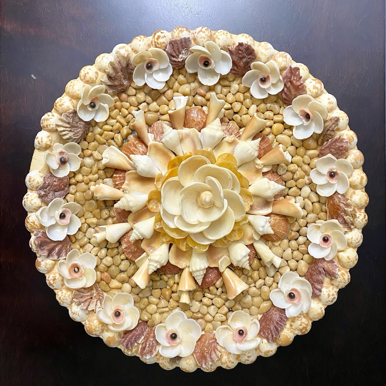 Vintage Sailors Valentine Handmade Seashell Art 13" Beachy Shell Mosaic Vintage Sailors Valentine Handmade Seashell Art 13" Beachy Shell Mosaic