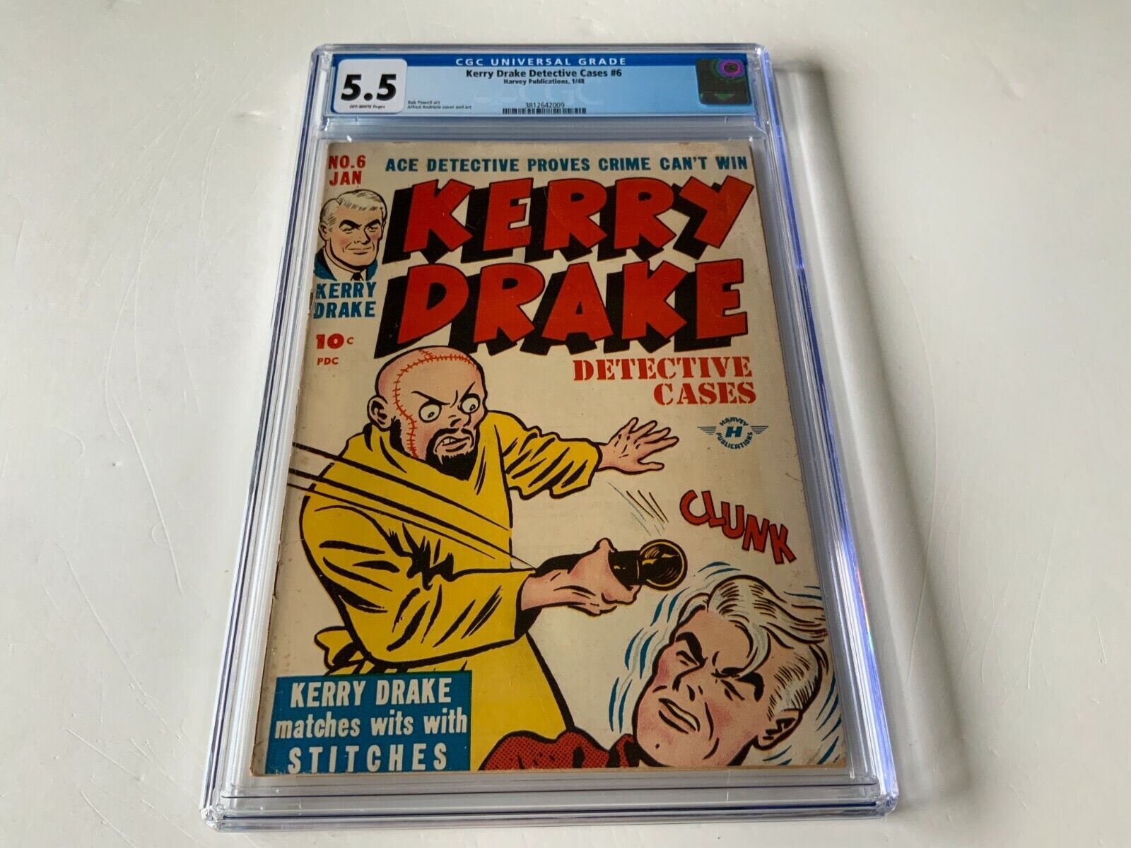 KERRY DRAKE DETECTIVE CASES 6 CGC 5.5 PRE CODE STITCHES HARVEY COMICS 1948