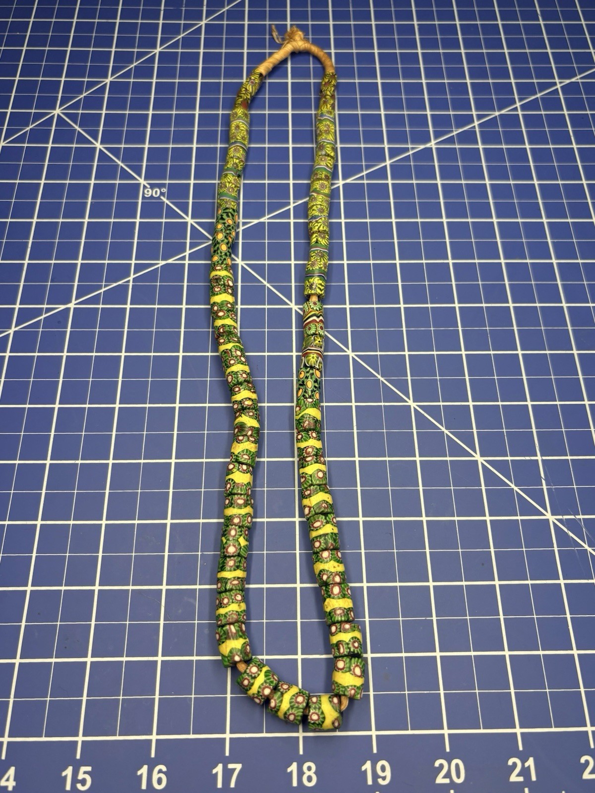 Antique Venetian Green Millefiori African Trade Beads 30” Mosaic Strand
