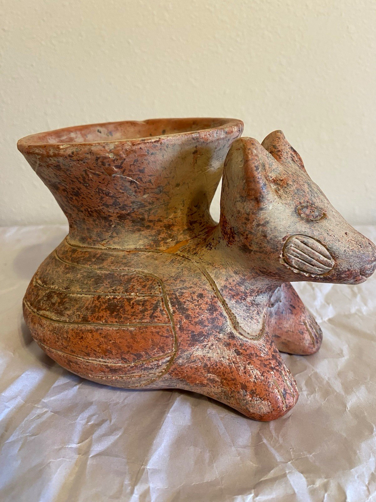 Vintage Colima Style Dog Effigy Vessel Mexico Folk Art Pottery 5"x6.5" Vintage Colima Style Dog Effigy Vessel Mexico Folk Art Pottery 5"x6.5"