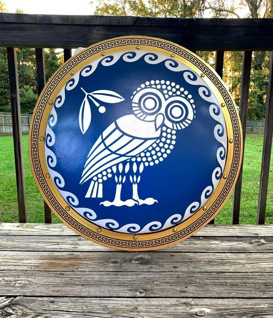 Medieval Athenian Odyssey Owl Authentic Ancient Greek Hoplit Round Shield Gift