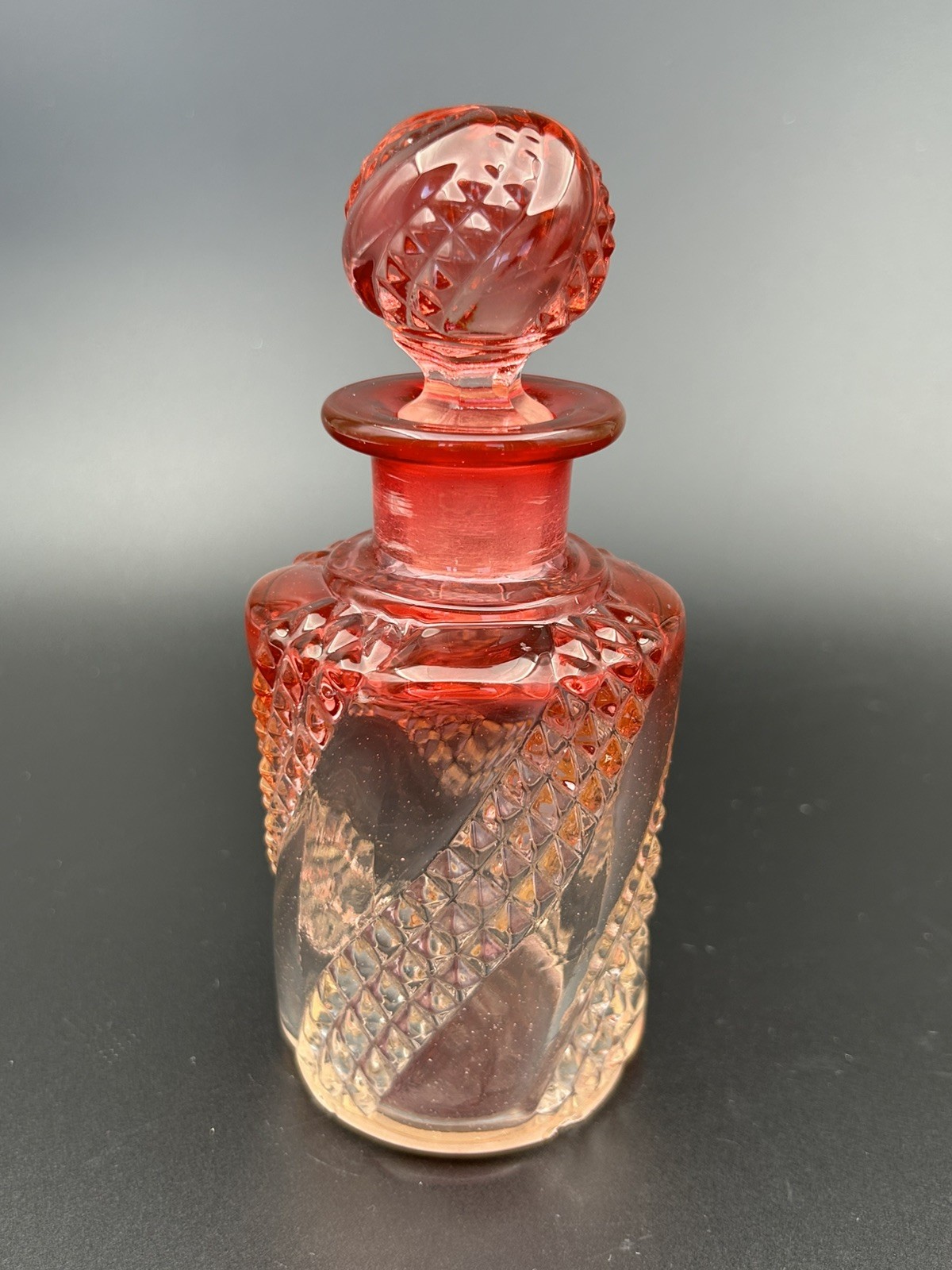 Antique Baccarat Crystal Rose Tiente Serpentine Spiral Perfume Bottle c1920s Antique Baccarat Crystal Rose Tiente Serpentine Spiral Perfume Bottle c1920s