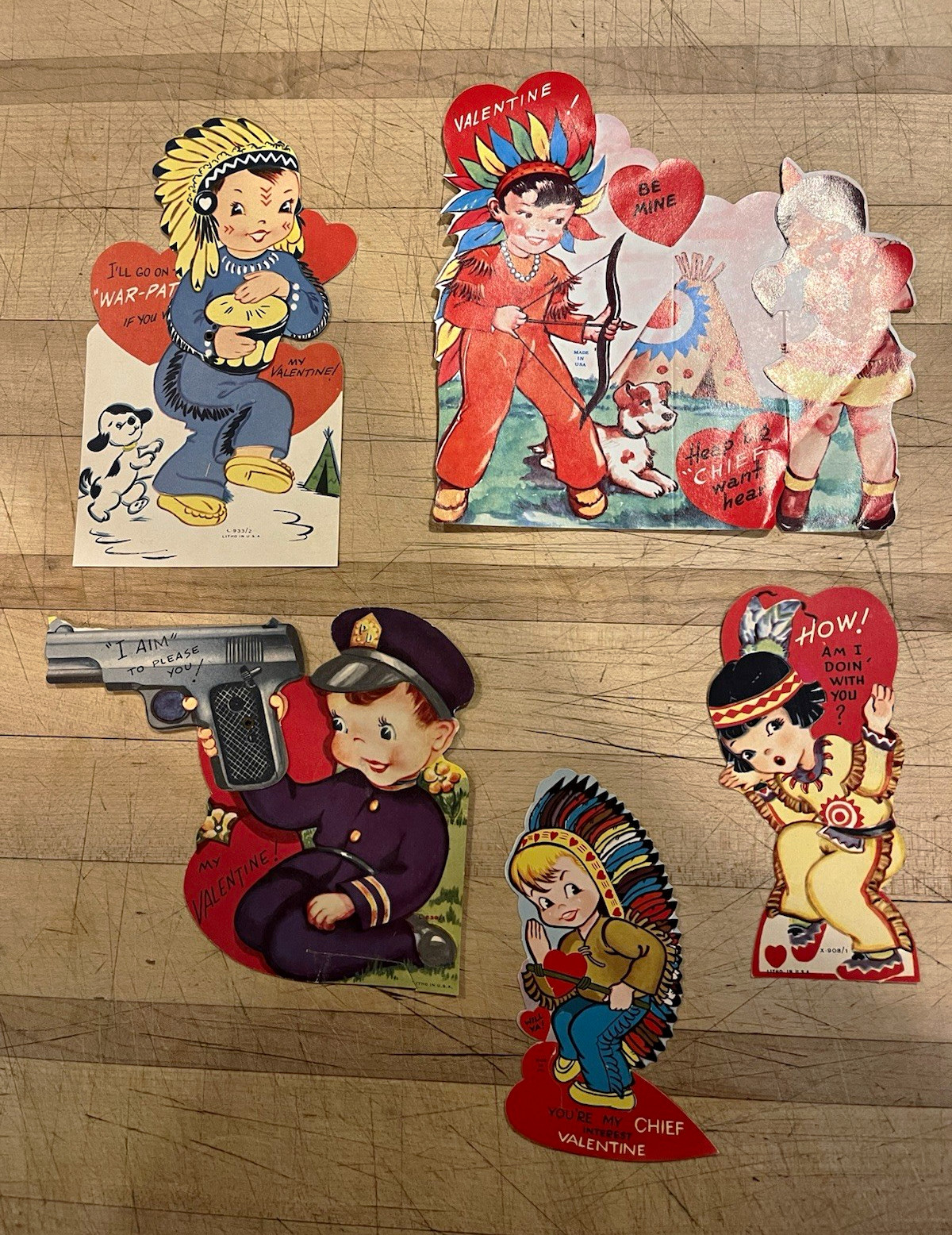 Vintage 1940’s Valentine's Day Cards Lot - Native American Theme Vintage 1940’s Valentine's Day Cards Lot - Native American Theme