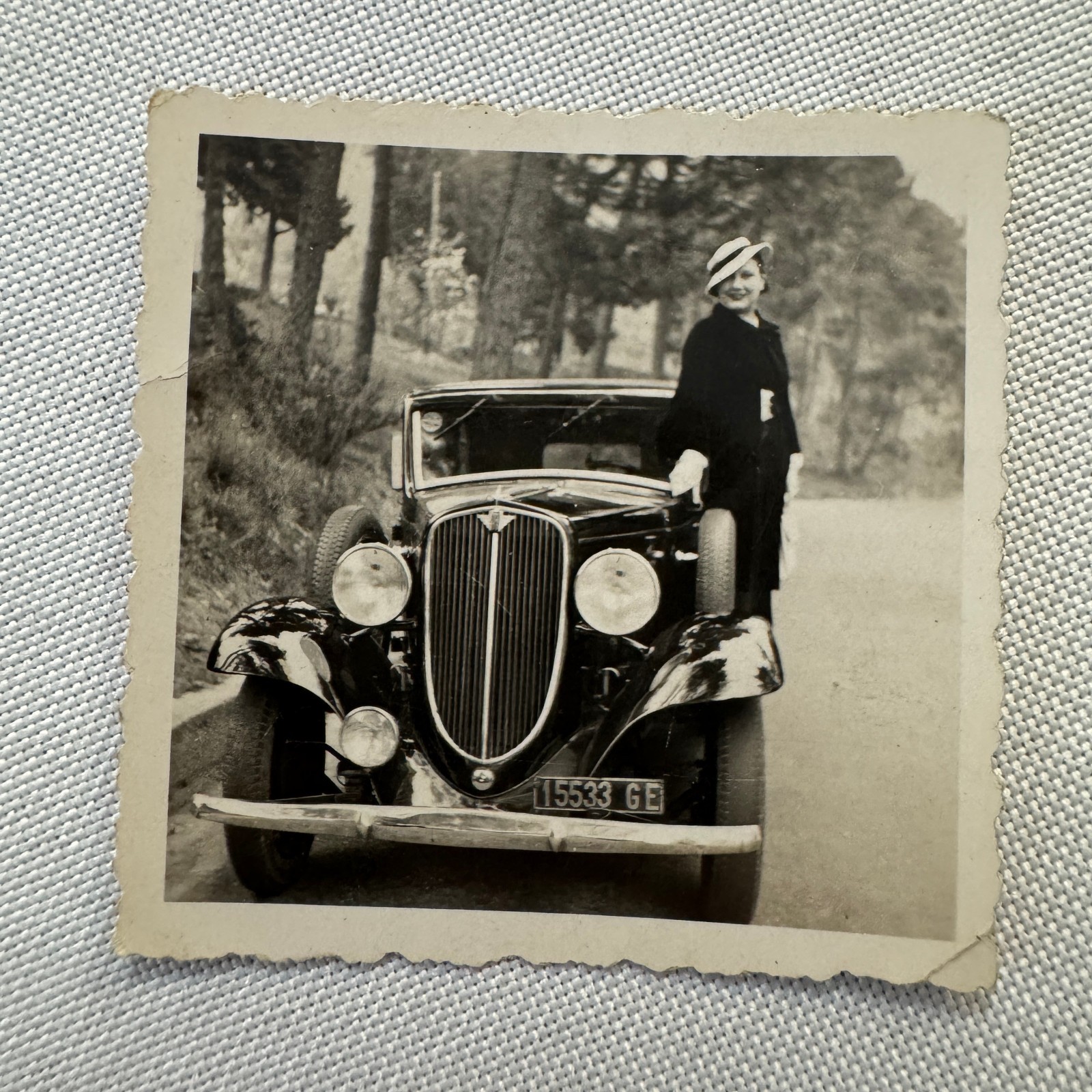 Vintage Photograph Photo Print Stylish Woman with Beautiful Automobile Car Vintage Photograph Photo Print Stylish Woman with Beautiful Automobile Car