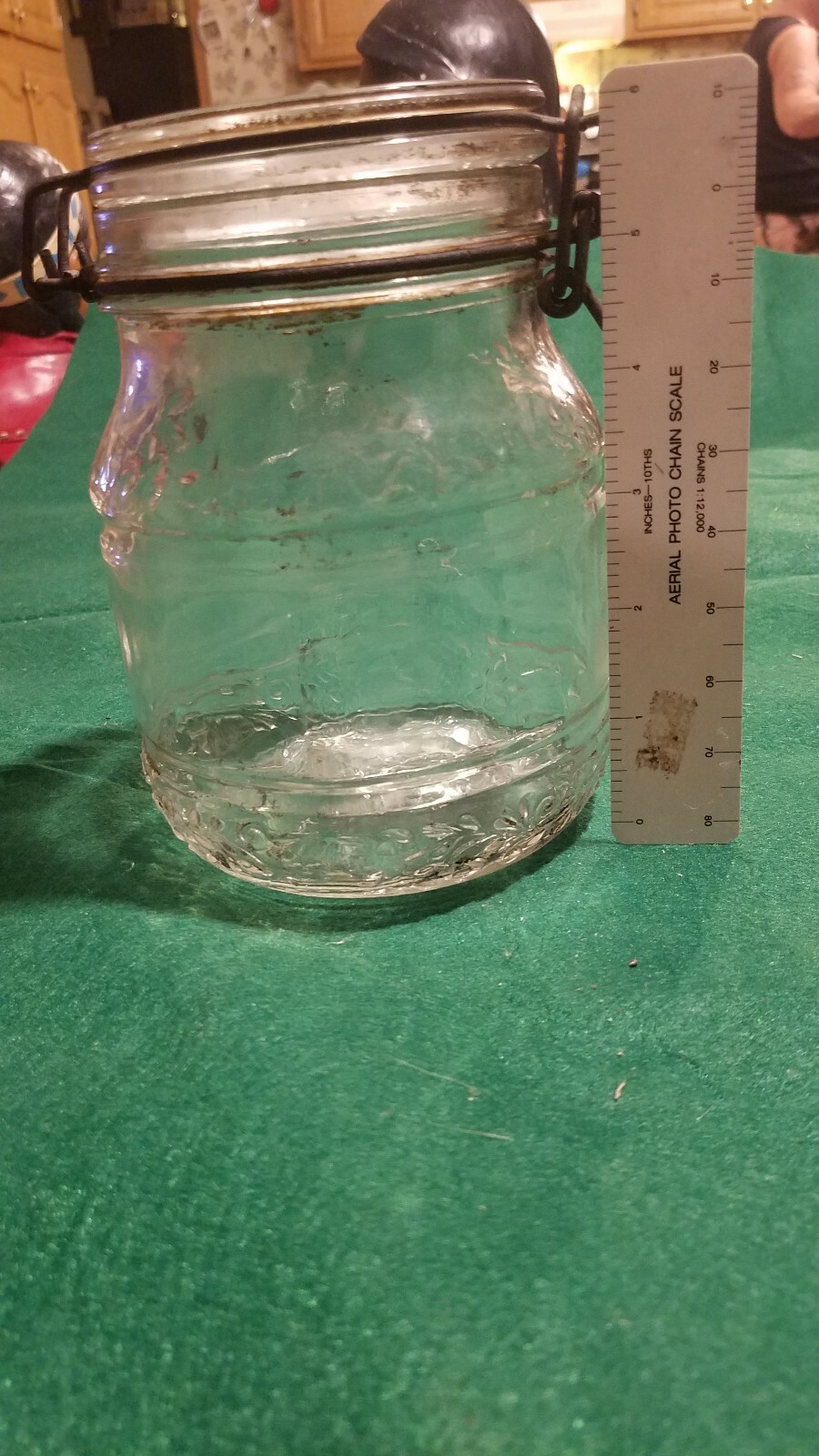 Glass Canisters, Cove Glass Italy jar Embossed Floral Wire Latch Glass Canisters, Cove Glass Italy jar Embossed Floral Wire Latch