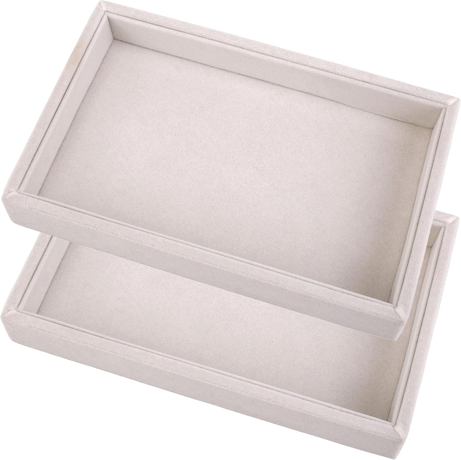 2 Pcs 9" x 5.7" Velvet Jewelry Tray Jewelry Display Tray Flat Tray Beige 2 Pcs 9" x 5.7" Velvet Jewelry Tray Jewelry Display Tray Flat Tray Beige