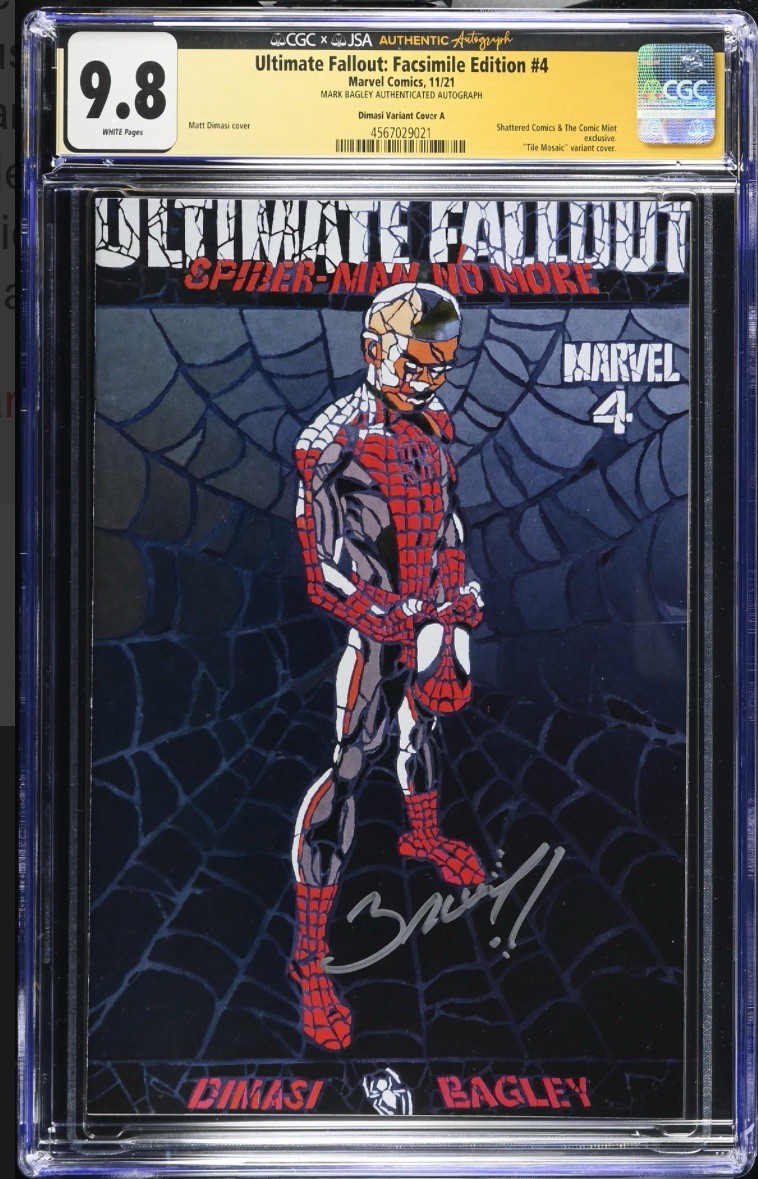 ULTIMATE FALLOUT #4 CGC 9.8 sig Mark Bagley MARVEL SHATTERED SILVER 600 Dimasi ULTIMATE FALLOUT #4 CGC 9.8 sig Mark Bagley MARVEL SHATTERED SILVER 600 Dimasi