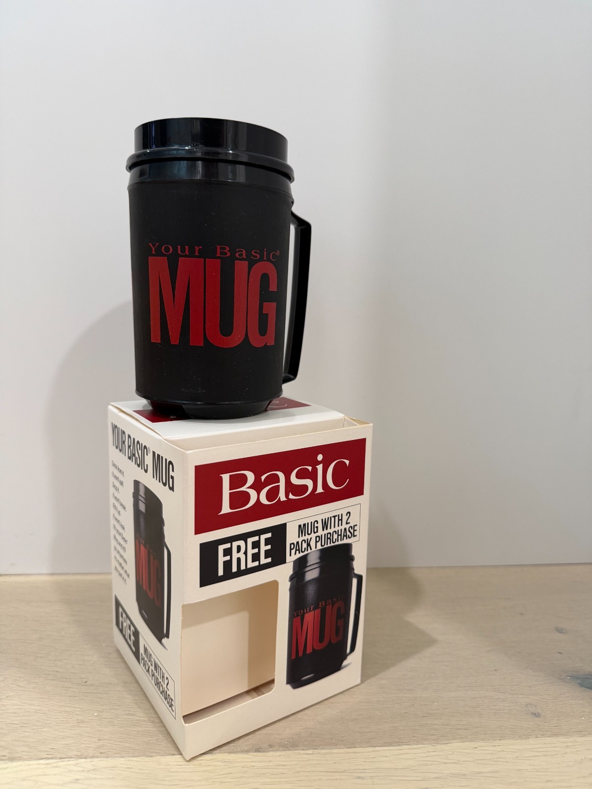 Vintage 1990s "Your Basic Mug" - Basic Cigarettes Black Travel Mug Vintage 1990s "Your Basic Mug" - Basic Cigarettes Black Travel Mug