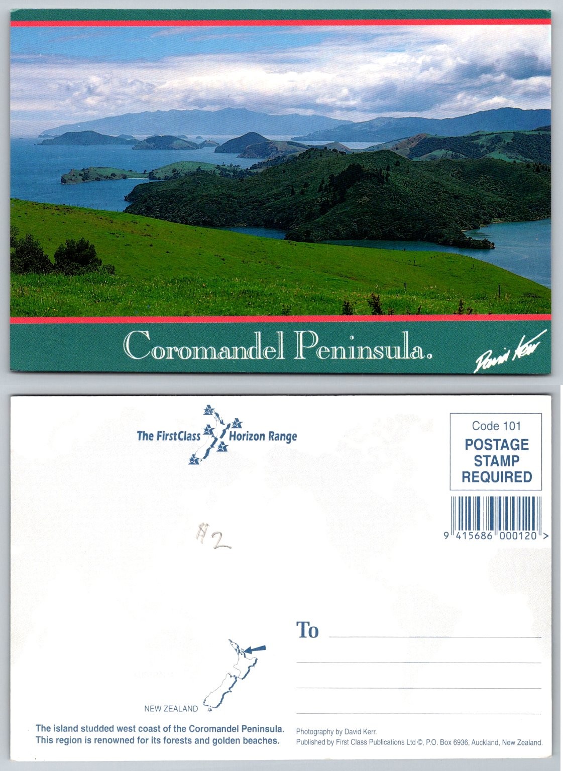Coromandel Peninsula New Zealand Scenic Postcard by David Kerr Coromandel Peninsula New Zealand Scenic Postcard by David Kerr