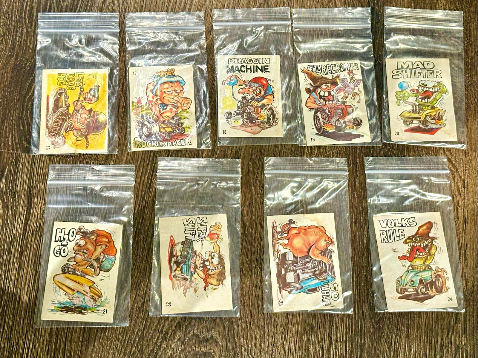 Vintage 1969 Donruss Odd Rods Stickers Lot of 9 Sequential #16-24 Unpeeled