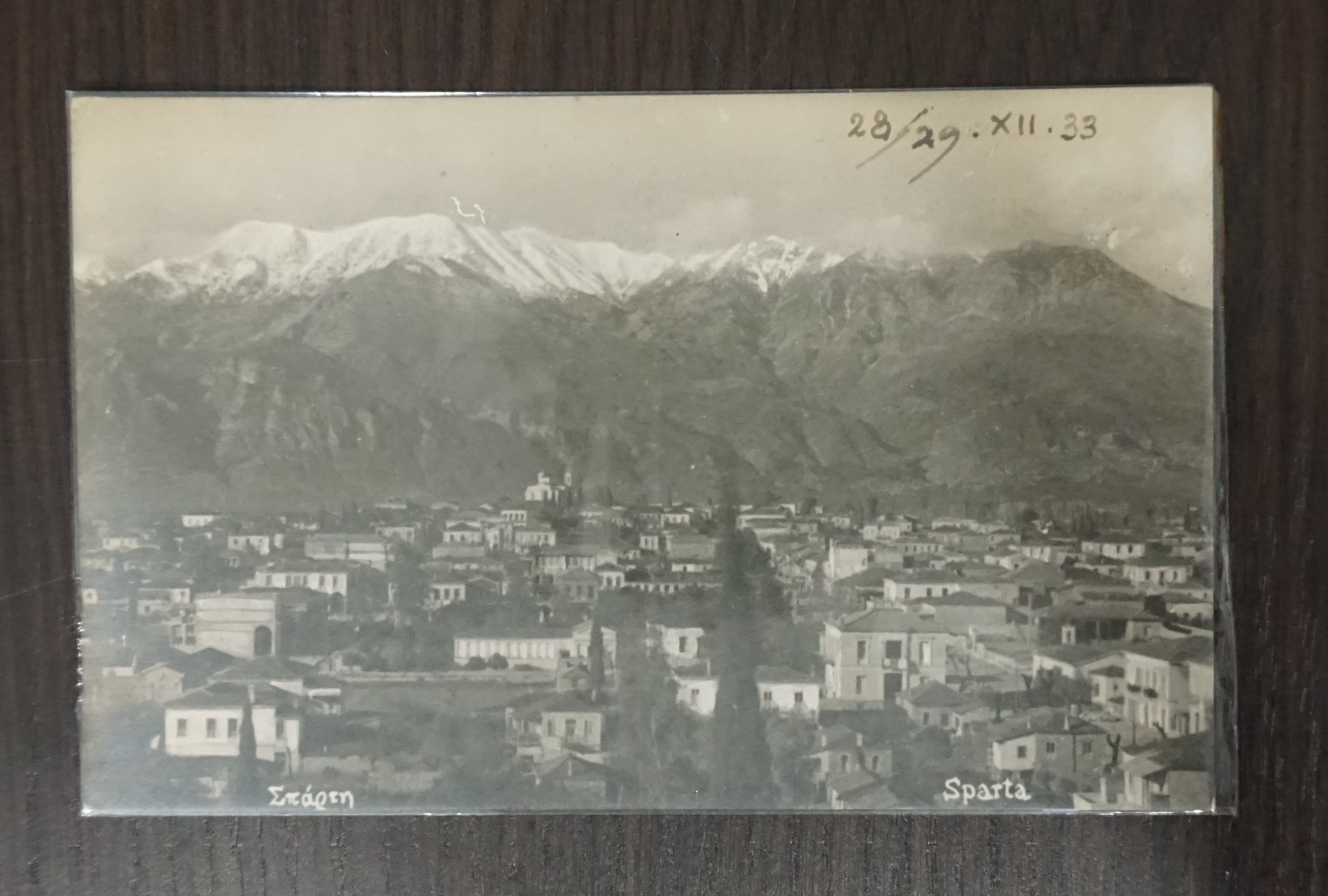 GREECE SPARTA Panorama Photo Postcard 1933 Snow Mountains View GREECE SPARTA Panorama Photo Postcard 1933 Snow Mountains View
