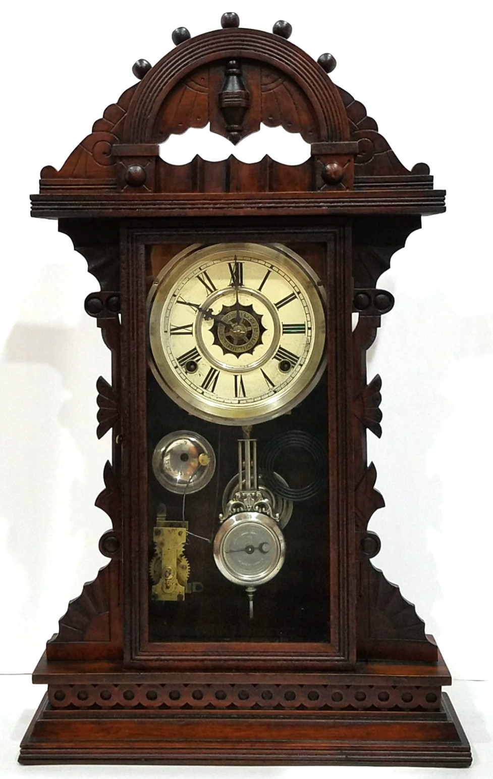Antique Waterbury "Arcade" Ball Top Kitchen Mantel Clock with Alarm 8-Day