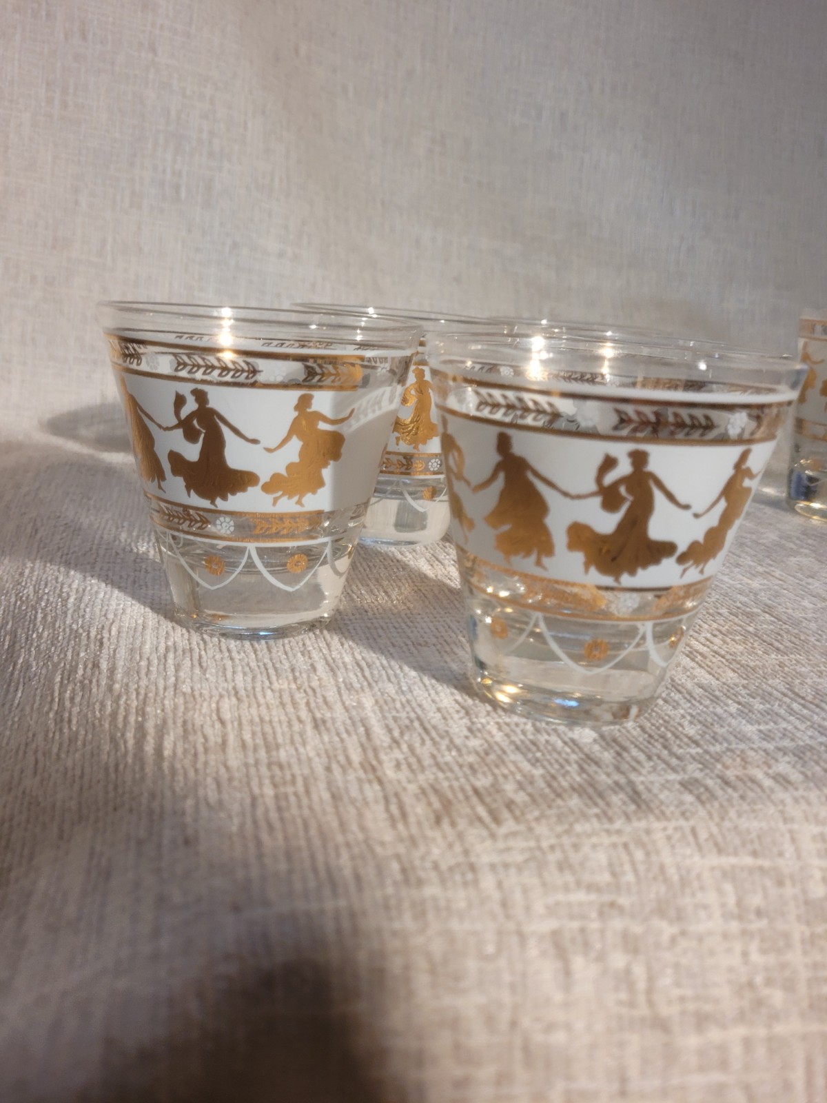 Vintage Mid-Century Modern Aldon "Grecian Goddess" Barware Glass Lot - Mixed... Vintage Mid-Century Modern Aldon "Grecian Goddess" Barware Glass Lot - Mixed...