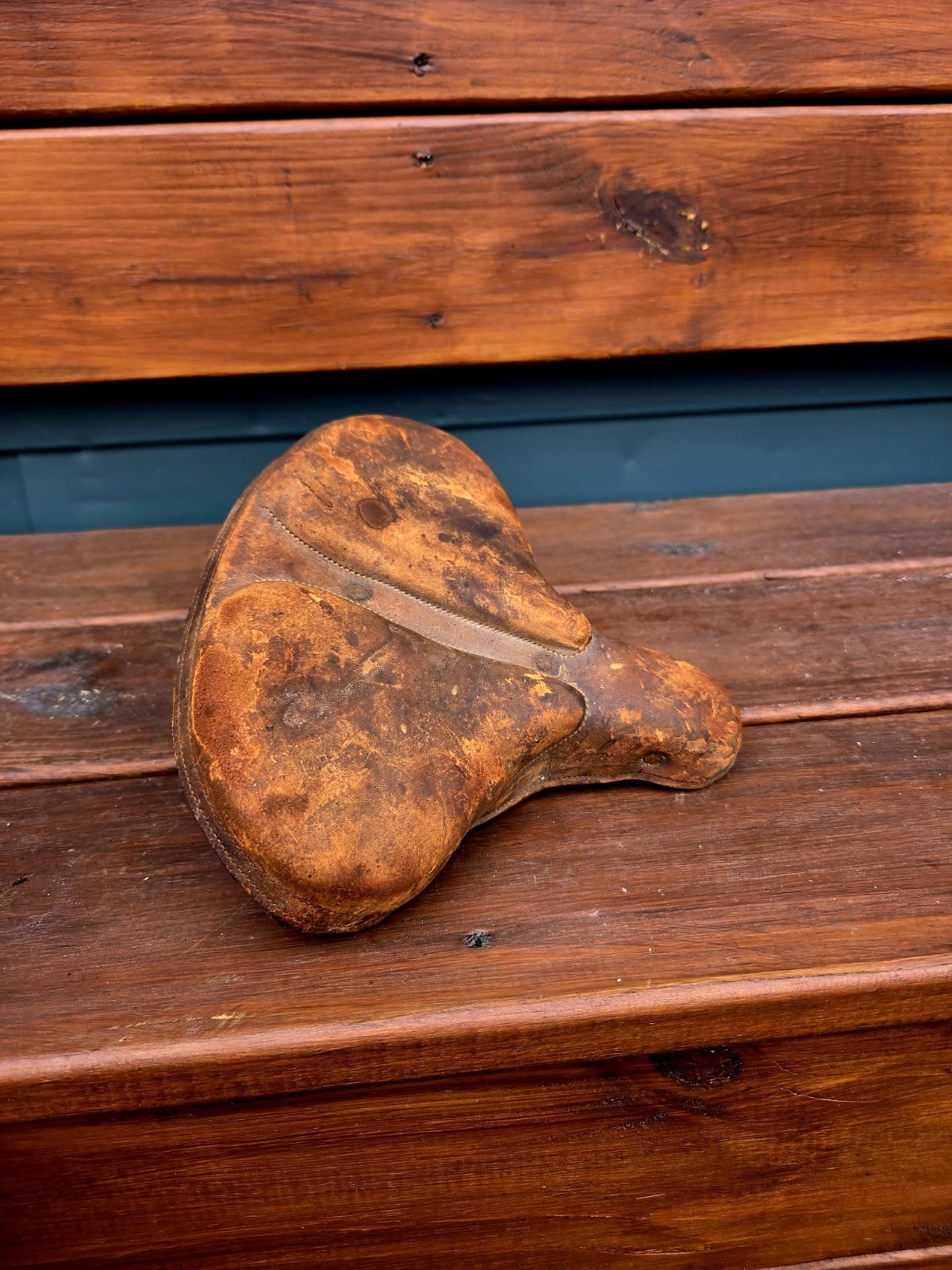 Antique C.1900 Garford Bicycle Leather Seat Saddle 8 1/2" x 8 1/2"